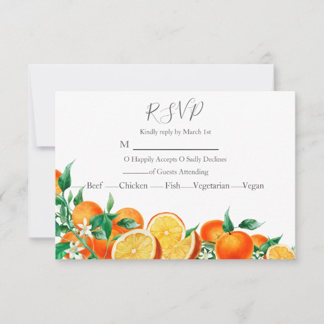 Boho Orange Blommar Bröllop OSA Kort (Framsida)