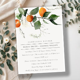 Boho Orange Blommar Fauna Rehearsal Dinner Inbjuda Tack Kort
