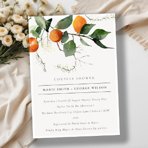 Boho Orange Blommar Foliage Par Shower Inbjudan
