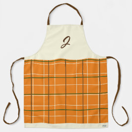Boho Orange Chocolate Cream Grönt Grid Monogram