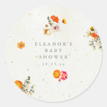 Boho Orange Cottagecore Blommig Baby Shower Namn