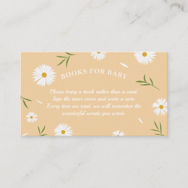 Boho Orange Daisy Baby Shower Bokar för Baby Tilläggskort (Framsida)