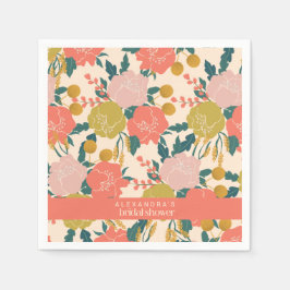 Boho Orange Grönt Botanisk Anpassningsbar Möhippa Pappersservett