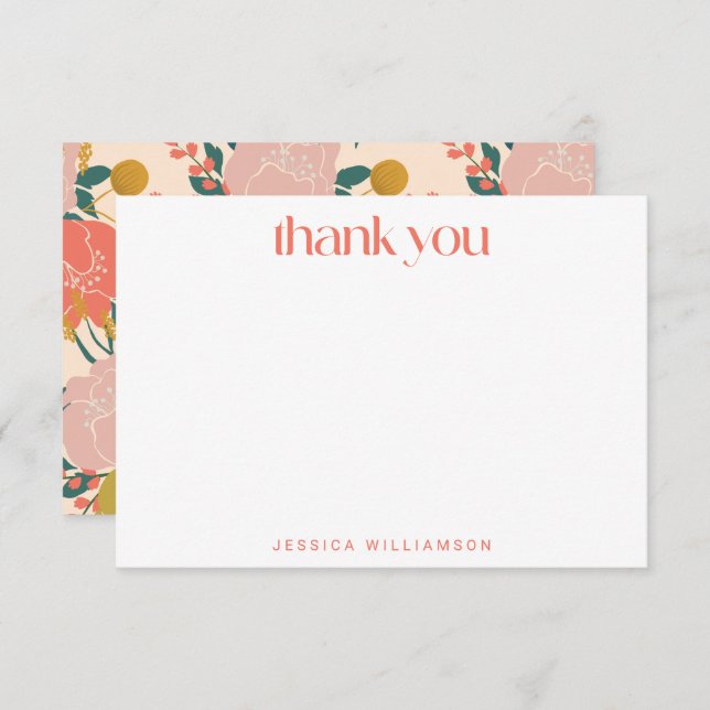 Boho Orange Grönt Botanisk Anpassningsbar Möhippa Tack Kort (Fram/baksida)