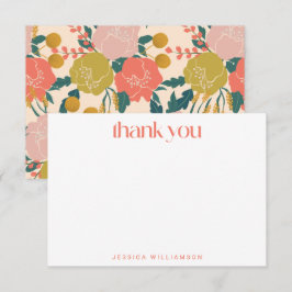 Boho Orange Grönt Botanisk Anpassningsbar Möhippa Tack Kort