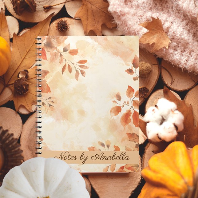 Boho orange Höst löv anpassningsbar Anteckningsbok (Boho orange Autumn leaves custom Notebook)
