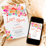Boho orange kärlek är i möhippan för blommande blo inbjudningar<br><div class="desc">Boho orange kärlek är i blommande blommigt inbjudningskort för möhippan,  med söt handmålad orange,  rosa och gula blommor vattenfärgad illustration med ett modernt elegant med skript som säger att Kärlek är i blomning,  med bohemisk grönt löv. Perfekt för Sping,  sommartid utomhus möhippa eller bröllopsfest.</div>