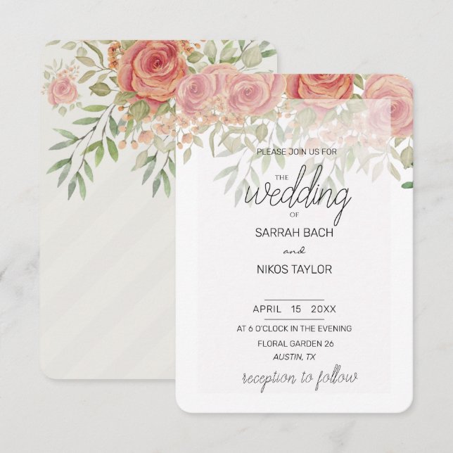 Boho Orange Light och  Ro vattenfärg Inbjudningar (Fram/baksida)