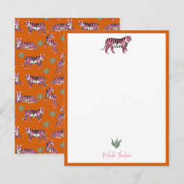 Boho Orange Rosa Djungel Tiger Skrift Anteckningskort