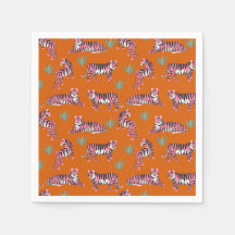 Boho Orange Rosa Djungel Tigrar