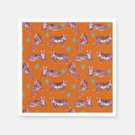 Boho Orange Rosa Djungel Tigrar Pappersservett