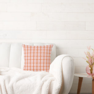 Boho orange rosa rutig modern trendig kudde