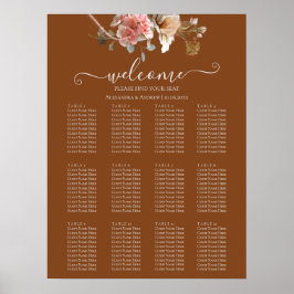 Boho Orange Rust Fall Wedding Sittdiagram Poster