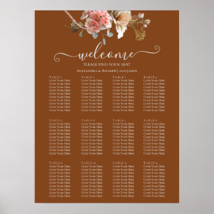 Boho Orange Rust Fall Wedding Sittdiagram Poster