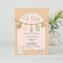 Boho Orange Rutig Tygstreck Oh Baby Shower