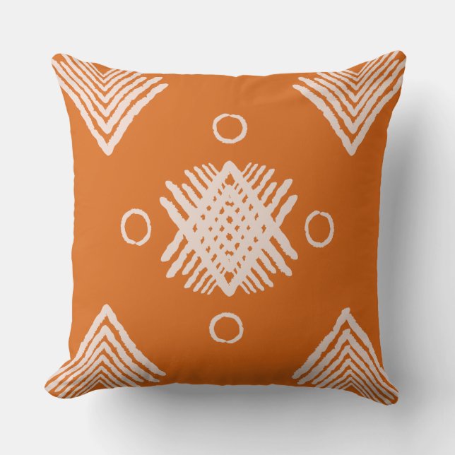 Boho Orange Tribal Kudde (Framsida)