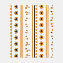 Boho Orange Tropical Blommigt Botanical Summer Fleecefilt