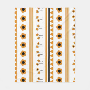 Boho Orange Tropical Blommigt Botanical Summer Fleecefilt
