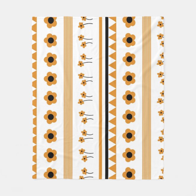 Boho Orange Tropical Blommigt Botanical Summer Fleecefilt (Framsidan)