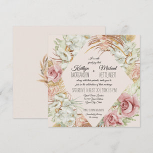 BOHO Orchid Blommigt Pampas Grass Handflatan Foli Inbjudningar