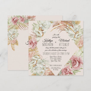 BOHO Orchid Blommigt Pampas Grass Handflatan Foli Inbjudningar