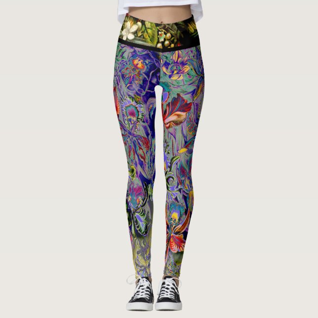 Boho Orchidblomma Leggings (Framsida)