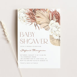 Boho Orchids och Torkad Handflatan Löv Baby Shower Inbjudningar