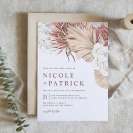 Boho Orchids och Torkade Handflatan Löven Bröllop Inbjudningar