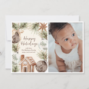 Boho Ornament Surround Flat Helgdag Card Julkort