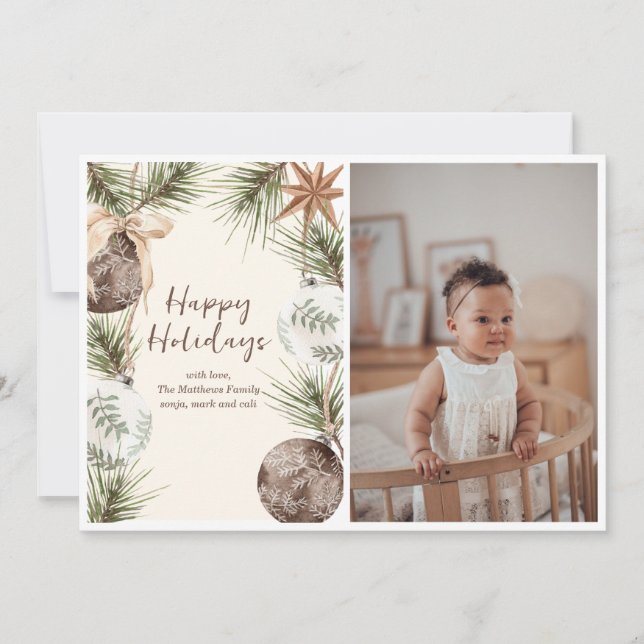 Boho Ornament Surround Flat Helgdag Card Julkort (Framsida)