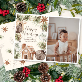Boho Ornament Surround Flat Helgdag Card Julkort