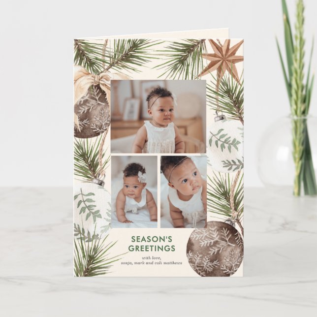 Boho Ornaments och Gräs Surround Helgdag Helgkort (Framsida)
