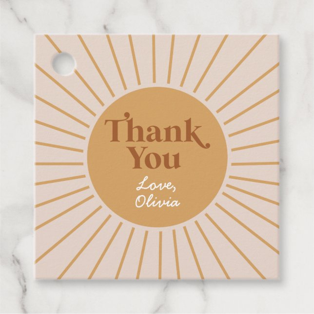 Boho our Little Sunshine Tack Gåvor Etiketter (Framsida)