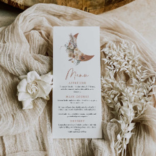 Boho över Måne Baby Shower-menyn Meny