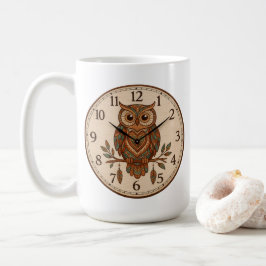 Boho Owl Large Wall Clock Kaffemugg