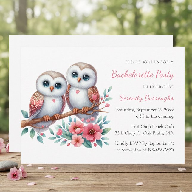 Boho Owl Woodland Rustic Bachelorette Party Inbjudningar (Skapare uppladdad)