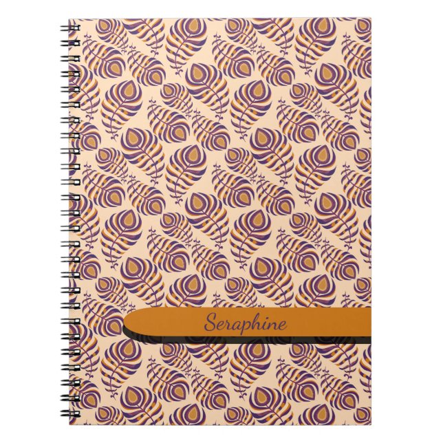 Boho Påfågel Fjäder Anteckningsbok (Framsidan)