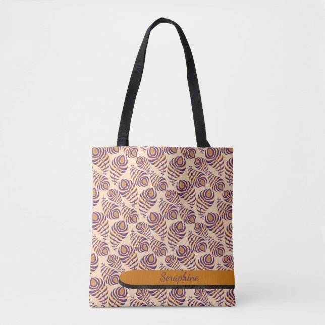 Boho Påfågel Fjäder Shoppingväska Tygkasse (Framsida)