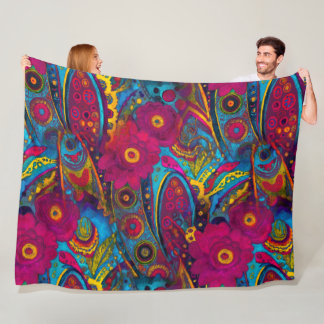 Boho Paisley Blommigt Fleecefilt