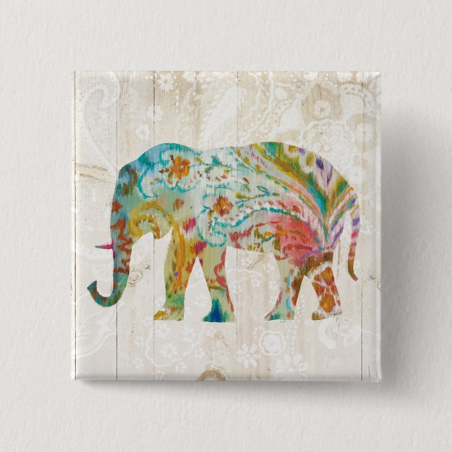 Boho Paisley elefant II Knapp (Framsida)