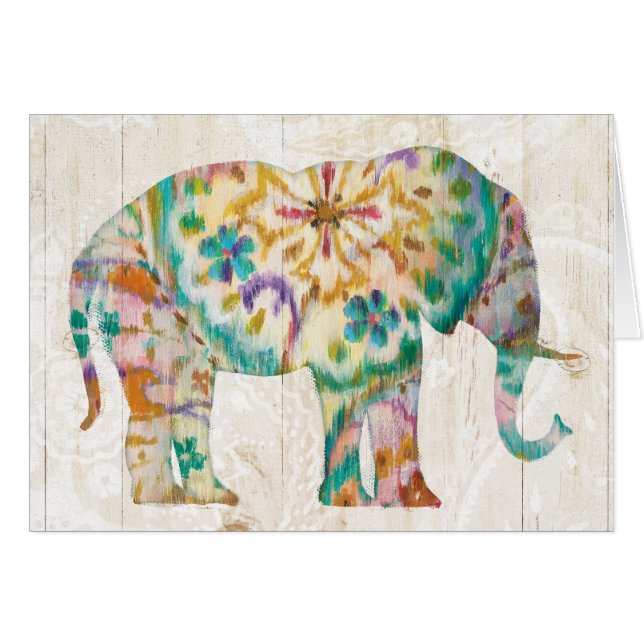 Boho Paisley elefant mig Hälsningskort (Framsidan Horizontal)