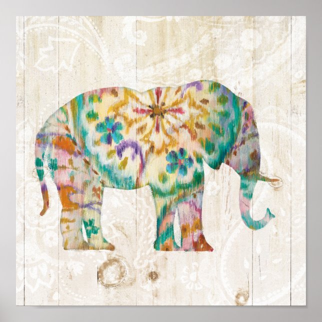 Boho Paisley Elephant I Poster (Framsidan)