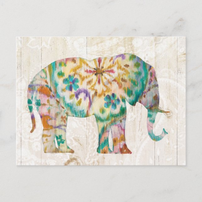 Boho Paisley Elephant I Vykort (Framsida)