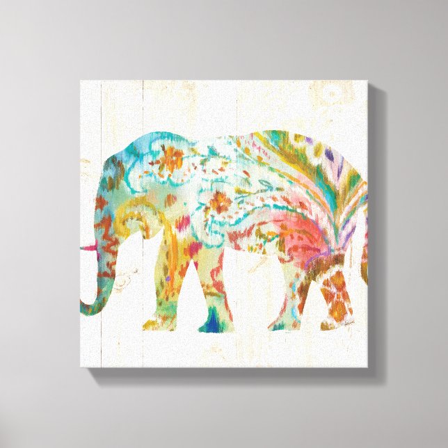 Boho Paisley Elephant II Canvastryck (Framsida)