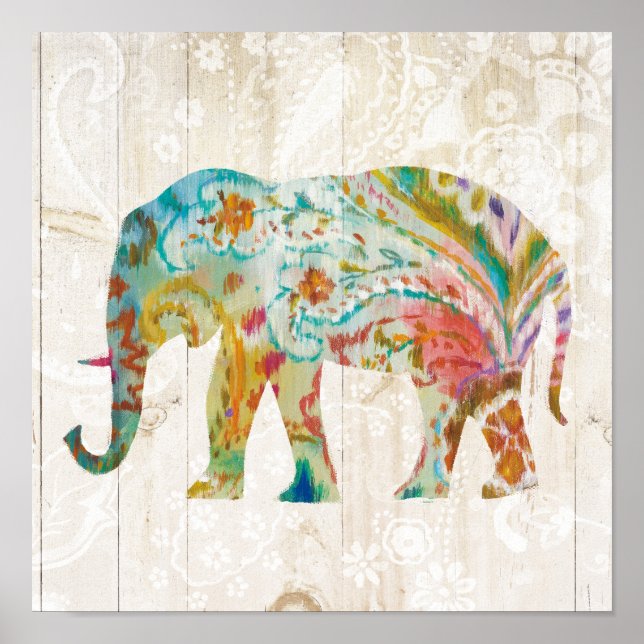 Boho Paisley Elephant II Poster (Framsidan)