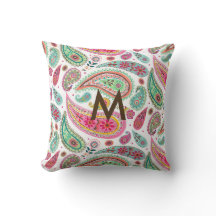 Boho Paisley Flerfärgad flickig mönster monogram 