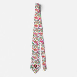 Boho Paisley Flerfärgad flickig mönster monogram Slips