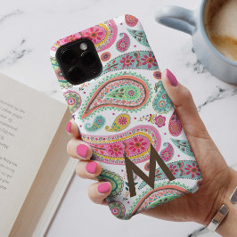 Boho Paisley Flerfärgat flickaktigt mönster monogr
