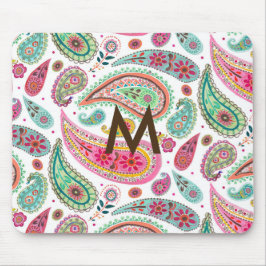 Boho Paisley Flerfärgat flickigt mönster monogram Musmatta