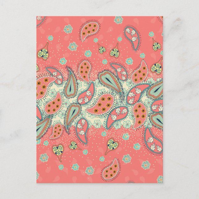 Boho Paisley gräns Vykort (Framsida)